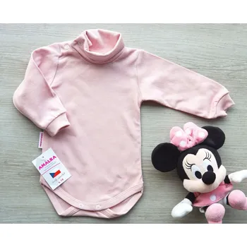 AMÁLKA Bavlněné roláčkové bodynko, pudrově růžové Velikost: 86