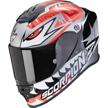 Helma na motorku SCORPION přilba EXO-R1 EVO AIR Zaccone Replica silver/black/red - XL