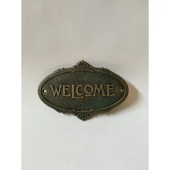 Plechová cedule WELCOME - ZELENOZLATÁ LITINOVÁ CEDULE