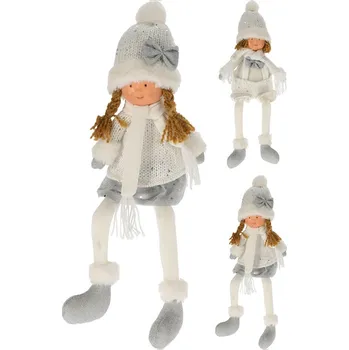 Vánoční dekorace Mat Dekorace DÍVKA/CHLAPEC 45cm BÍ/STŘ mix