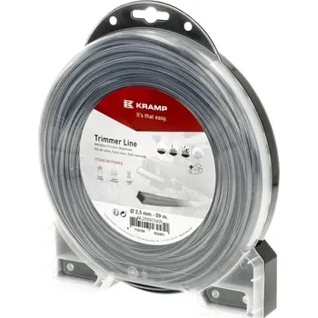Žací struna Titanium Power Line, hranatá, 2,5 mm x 59 m Kramp (KP-NL2559TSKR) (Profesionální hranaté nylonové lanko pro vyžínače, křovinořezy - poskytuje oproti běžným žacím strunám o cca 30 % vyšší žací výkon. Délka 59 m, průměr 2,5 mm, hranatý tvar)