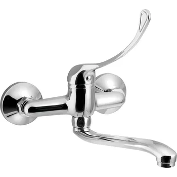 Vodovodní baterie Aqualine 35 nástěnná baterie, lékařská páka, ramínko ploché zvýšené, 220mm, chrom