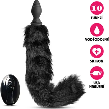 Anální kolík VšeNaSex.cz Silikonový anální kolík s ohonem USB Fox Tail černý