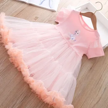 Dívčí šaty Frozen (Ledové království) Dětské šaty s nabíranou sukní na motivy oblíbené pohádky " Ledové království" Barva: Růžová, Velikost: 120 (5 let)