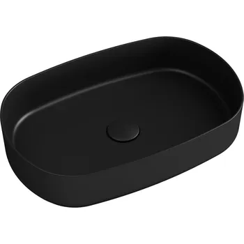 Umyvadlo Isvea INFINITY OVAL keramické umyvadlo na desku, 55x36cm, černá mat