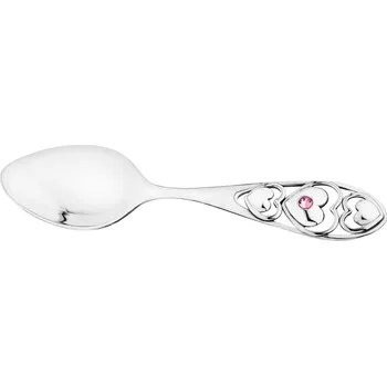Příbor Stříbrná lžička se sklem - srdce, holčička - AP531-3920