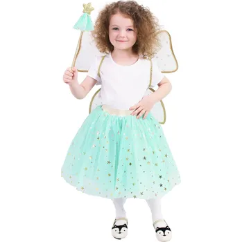 Karnevalový kostým Rappa Dětský kostým tutu sukně zelená víla s hůlkou a křídly