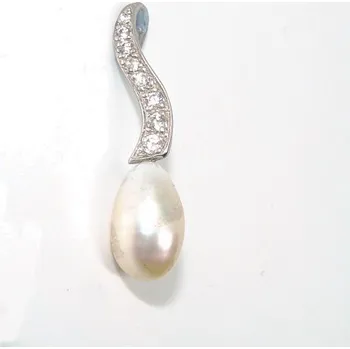 Přívěsek Stříbrný přívěsek přírodní perla bílá , čiré zirkony - P1231 (Stříbrný přívěsek s přírodní perlou )