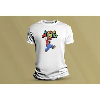 Chlapecké tričko Dětské bavlněné tričko Super Mario 2. Bílá velikost M