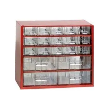 Úložný box Skříňka 15x malá, 4x střední zásuvka, červená