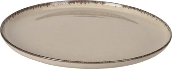 Talíř Porcelánový talíř mělký 27 cm béžový s hnědým lemem