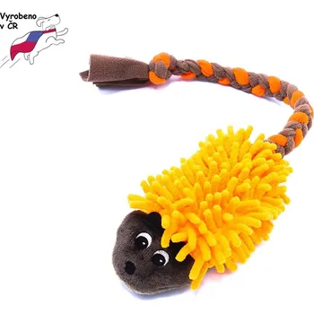 Hračka pro psa Pískací potvůrka Ježek, hnědý s oranžovou