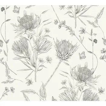 Tapeta A.S. Création | Vliesová tapeta na zeď Drawn into Nature 39427-2 | 0,53 x 10,05 m | krémová, černá + Krémová, černá vliesová tapeta na stěnu 394272 v rozměru 0,53 x 10,05 m