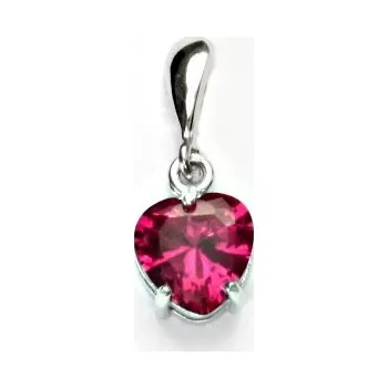 Přívěsek Stříbrný přívěsek srdce rubín - P1358 (Stříbrné srdíčko se zirkonem 8x8 mm)