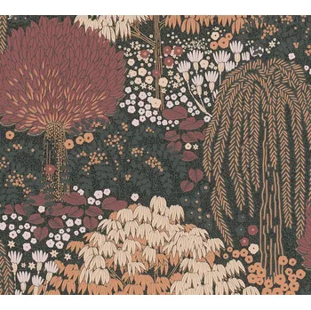Tapeta A.S. Création | Vliesová tapeta na zeď Famous Garden 39350-4 | 0,53 x 10,05 m | černá, oranžová, meruňková, vínová, růžová, vícebarevná + Černá, oranžová, meruňková, vínová, růžová, vícebarevná vliesová tapeta na stěnu 393504 v rozměru 0,53 x 10,05 m