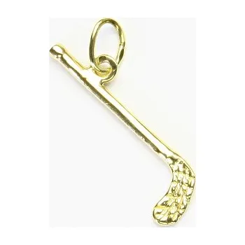 Přívěsek Zlatý přívěsek florbalka - P422 - žluté zlato (Přívěsek florbalky ve žlutém zlatě)