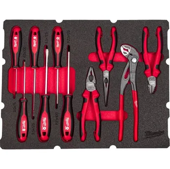 Skříňka na nářadí MILWAUKEE PACKOUT pěnová vložka se sadou šroubováků a kleští 10 ks 4932493638