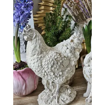 Béžová antik dekorace slepice - 21*12*26 cm