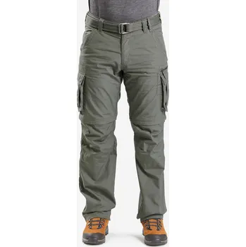 Pánské kalhoty FORCLAZ Pánské turistické kalhoty s kapsami 2v1 Travel 500 48 KAŠTANOVÁ|ZELENÁ