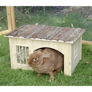 králíkárna Domek pro králíky, s jeslemi na seno - 54/41/30 cm