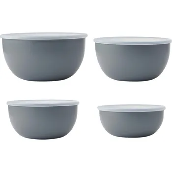 Kuchyňské misky KitchenAid s víkem, šedé, set 4 ks