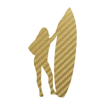 Autodoplněk Samolepka na auto Surfařka 001 levá (59 - 3D karbon zlatý) NÁLEPKA, FÓLIE, POLEPY, TUNING, VLASTNÍ TEXT, TISK, AUTOSAMOLEPKY.cz, SAMOLEPKY, OBRÁZEK, LOGO, VÝROBA, PRODEJ