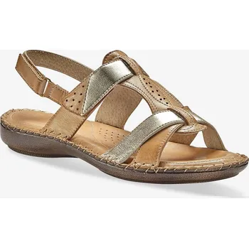 Dámské sandále Dvoubarevné kožené sandály béžová/zlatá 40