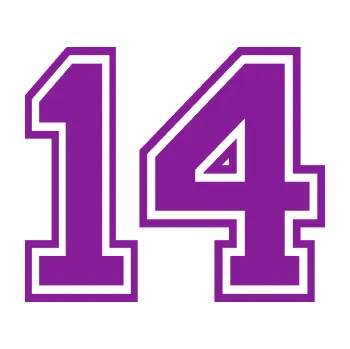 Polep vozidla SAMOLEPKA Startovní číslo 14 typ 4 (14 - fialová) NA AUTO, NÁLEPKA, FÓLIE, POLEP, TUNING, VLASTNÍ TEXT, TISK, AUTOSAMOLEPKY.cz, POLEPY, OBRÁZEK, LOGO, SAMOLEPKY