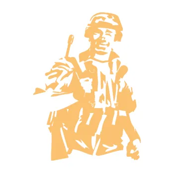 Samolepící dekorace SAMOLEPKA Voják 014 pravá (08 - béžová) NA AUTO, NÁLEPKA, FÓLIE, POLEP, TUNING, VLASTNÍ TEXT, TISK, AUTOSAMOLEPKY.cz, POLEPY, OBRÁZEK, LOGO, SAMOLEPKY