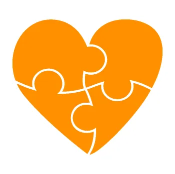 Samolepící dekorace Srdíčko 018 levá puzzle (06 - oranžová) SAMOLEPKA NA AUTO, NÁLEPKA, FÓLIE, POLEP, TUNING, VLASTNÍ TEXT, TISK, AUTOSAMOLEPKY.cz, POLEPY, OBRÁZEK, LOGO, 3D STICKERS