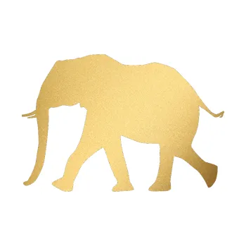 Samolepící dekorace Slon 015 levá (43 - zlatá metalíza) SAMOLEPKA NA AUTO, NÁLEPKA, FÓLIE, POLEP, TUNING, VLASTNÍ TEXT, TISK, AUTOSAMOLEPKY.cz, POLEPY, OBRÁZEK, LOGO, 3D STICKERS