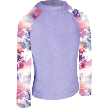 Dívčí tričko Unuo, Dětské funkční tričko dl. rukáv se stojáčkem UV 50+, Žíhaná holubičí šedá, Modernico - 122/128