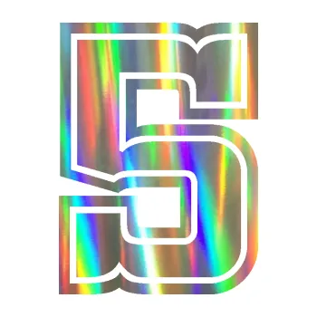 Polep vozidla Startovní číslo 5 typ 5 (93 - Holografická) SAMOLEPKA NA AUTO, NÁLEPKA, FÓLIE, POLEP, TUNING, VLASTNÍ TEXT, TISK, AUTOSAMOLEPKY.cz, POLEPY, OBRÁZEK, LOGO, 3D STICKERS