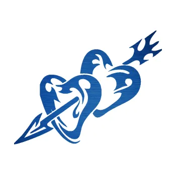 Samolepící dekorace Srdíčka 001 levá se šípem (65 - škrábaný kov modrý) SAMOLEPKA NA AUTO, NÁLEPKA, FÓLIE, POLEP, TUNING, VLASTNÍ TEXT, TISK, AUTOSAMOLEPKY.cz, POLEPY, OBRÁZEK, LOGO, 3D STICKERS