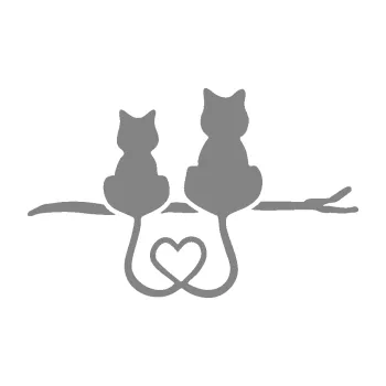 Samolepící dekorace SAMOLEPKA Zamilované kočky spojené ocásky pravá (17 - šedá) NA AUTO, NÁLEPKA, FÓLIE, POLEP, TUNING, VLASTNÍ TEXT, TISK, AUTOSAMOLEPKY.cz, POLEPY, OBRÁZEK, LOGO, SAMOLEPKY