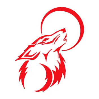 Polep vozidla SAMOLEPKA Vlk 014 pravá vyje na měsíc (10 - červená) NA AUTO, NÁLEPKA, FÓLIE, POLEP, TUNING, VLASTNÍ TEXT, TISK, AUTOSAMOLEPKY.cz, POLEPY, OBRÁZEK, LOGO, SAMOLEPKY