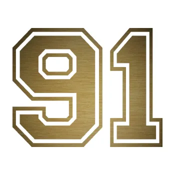 Polep vozidla Startovní číslo 91 typ 4 (64 - škrábaný kov zlatý) SAMOLEPKA NA AUTO, NÁLEPKA, FÓLIE, POLEP, TUNING, VLASTNÍ TEXT, TISK, AUTOSAMOLEPKY.cz, POLEPY, OBRÁZEK, LOGO, 3D STICKERS