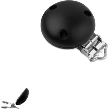 klip na dudlíky Silikonový klip na dudlík 34 mm s kovovou sponou Black