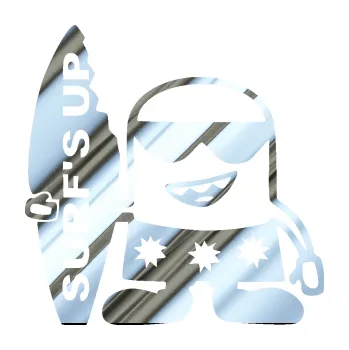 Samolepicí dekorace na vozidlo Surf veselý panáček (80 - chrom fólie stříbrná zrcadlová) SAMOLEPKA NA AUTO, NÁLEPKA, FÓLIE, POLEP, TUNING, VLASTNÍ TEXT, TISK, AUTOSAMOLEPKY.cz, POLEPY, OBRÁZEK, LOGO, 3D STICKERS