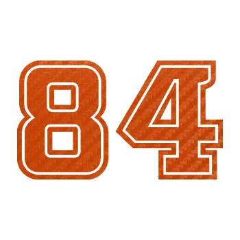 Polep vozidla Startovní číslo 84 typ 5 (54 - 3D karbon oranžový) SAMOLEPKA NA AUTO, NÁLEPKA, FÓLIE, POLEP, TUNING, VLASTNÍ TEXT, TISK, AUTOSAMOLEPKY.cz, POLEPY, OBRÁZEK, LOGO, 3D STICKERS