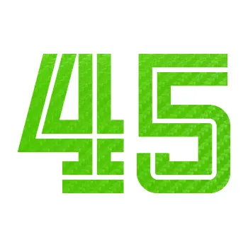 Polep vozidla Startovní číslo 45 typ 7 (58 - 3D karbon zelený kawasaki) SAMOLEPKA NA AUTO, NÁLEPKA, FÓLIE, POLEP, TUNING, VLASTNÍ TEXT, TISK, AUTOSAMOLEPKY.cz, POLEPY, OBRÁZEK, LOGO, 3D STICKERS