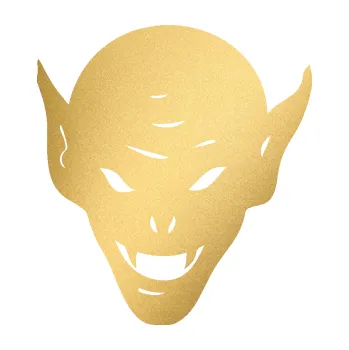 Samolepicí dekorace na vozidlo Upír 002 levá (43 - zlatá metalíza) SAMOLEPKA NA AUTO, NÁLEPKA, FÓLIE, POLEP, TUNING, VLASTNÍ TEXT, TISK, AUTOSAMOLEPKY.cz, POLEPY, OBRÁZEK, LOGO, 3D STICKERS