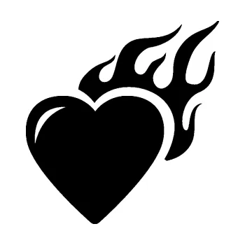 Samolepící dekorace Srdíčko 011 pravá s plamenem (01 - černá) SAMOLEPKA NA AUTO, NÁLEPKA, FÓLIE, POLEP, TUNING, VLASTNÍ TEXT, TISK, AUTOSAMOLEPKY.cz, POLEPY, OBRÁZEK, LOGO, 3D STICKERS