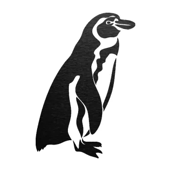 Samolepící dekorace SAMOLEPKA Tučňák 001 pravá (63 - škrábaný kov černý) NA AUTO, NÁLEPKA, FÓLIE, POLEP, TUNING, VLASTNÍ TEXT, TISK, AUTOSAMOLEPKY.cz, POLEPY, OBRÁZEK, LOGO, SAMOLEPKY