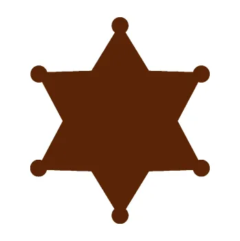 samolepka Sheriff 002 hvězda (15 - hnědá) SAMOLEPKA NA AUTO, NÁLEPKA, FÓLIE, POLEP, TUNING, VLASTNÍ TEXT, TISK, AUTOSAMOLEPKY.cz, POLEPY, OBRÁZEK, LOGO, 3D STICKERS