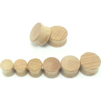 Piercing Plug piercing | dřevěný plug do ucha, 2 ks - Přírodní dřevo,12mm