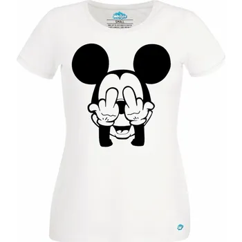 Dámské tričko Drsnej Mickey Mouse (Skladem XS-4XL) (Velikost: 4XL, Barva: Bílá)
