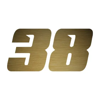 Polep vozidla Startovní číslo 38 typ 6 (64 - škrábaný kov zlatý) SAMOLEPKA NA AUTO, NÁLEPKA, FÓLIE, POLEP, TUNING, VLASTNÍ TEXT, TISK, AUTOSAMOLEPKY.cz, POLEPY, OBRÁZEK, LOGO, 3D STICKERS