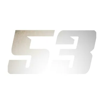 Polep vozidla Startovní číslo 53 typ 6 (82 - odrazková reflexní bílá) SAMOLEPKA NA AUTO, NÁLEPKA, FÓLIE, POLEP, TUNING, VLASTNÍ TEXT, TISK, AUTOSAMOLEPKY.cz, POLEPY, OBRÁZEK, LOGO, 3D STICKERS