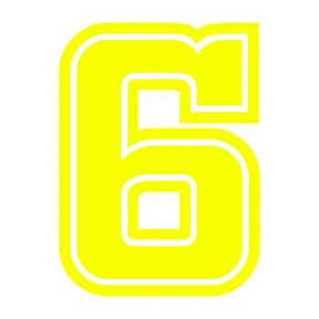 Polep vozidla Startovní číslo 6 typ 5 (70 - Fluorescentní žlutá) SAMOLEPKA NA AUTO, NÁLEPKA, FÓLIE, POLEP, TUNING, VLASTNÍ TEXT, TISK, AUTOSAMOLEPKY.cz, POLEPY, OBRÁZEK, LOGO, 3D STICKERS